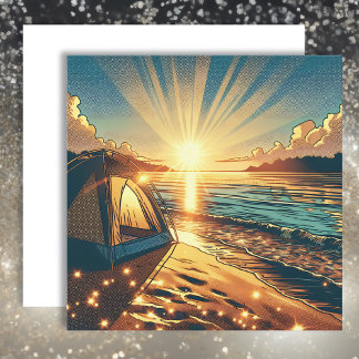 Tarjeta Tienda de campaña en un campamento de playa