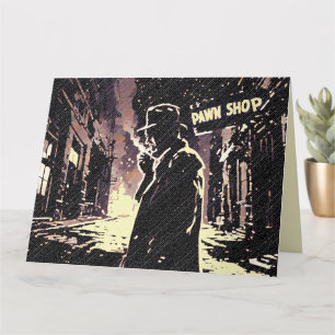 Tarjeta Tienda de Empeño Estilo de Arte Pop Urbano Retro y