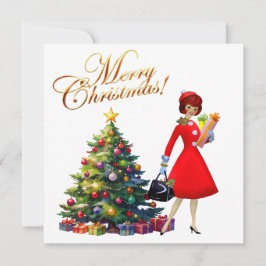 Tarjeta Tiendas de Navidades Vintage de 1950 para regalos