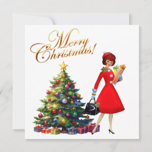 Tarjeta Tiendas de Navidades Vintage de 1950 para regalos
