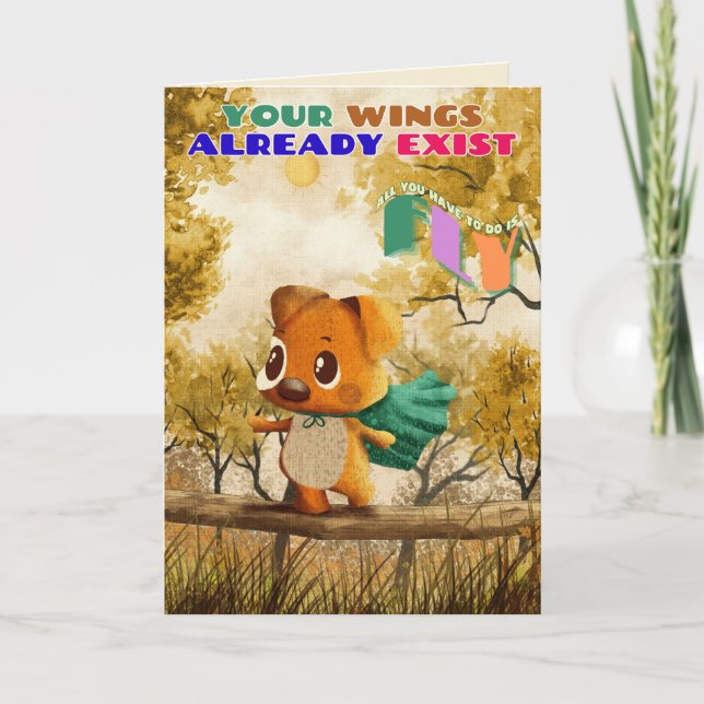 Tarjeta Tienes Alas Que Simplemente Volan Un Perro Pequeño (Anverso)