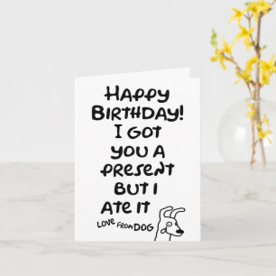 Tarjeta Tienes un regalo, pero lo comí, amor de perro