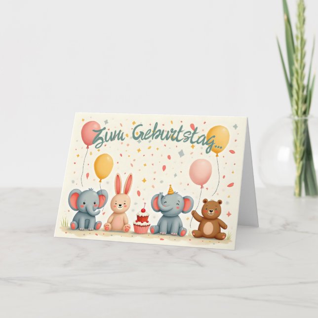 Tarjeta Tierische Freunde im Partyzauber (Anverso)