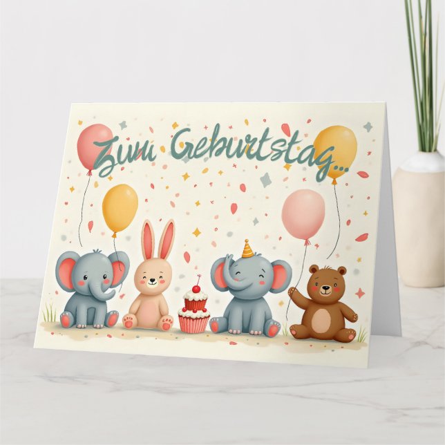 Tarjeta Tierische Freunde im Partyzauber (Anverso)