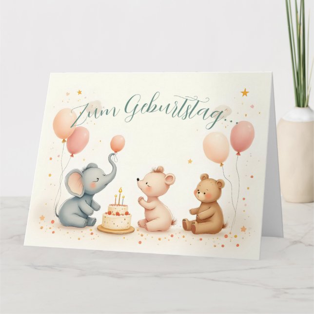 Tarjeta Tierische Geburtstagsfreude mit Ballons (Anverso)