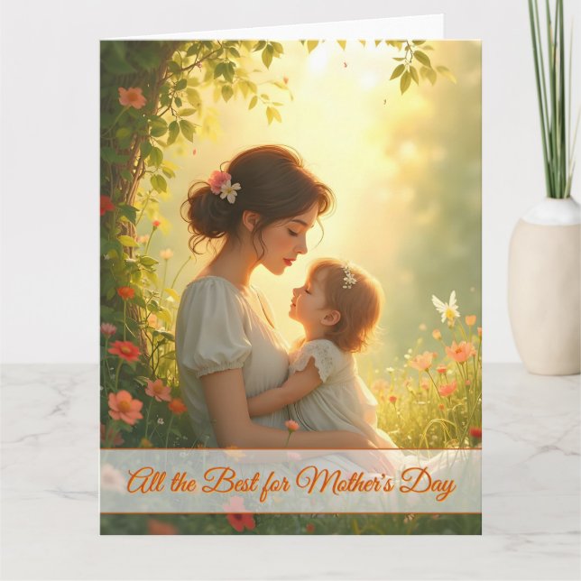 Tarjeta Tierno Amor Maternal en Luz Florecida (Anverso)