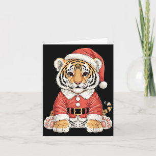Tarjeta Tierno Tigre de Navidad Santa Safari Animal