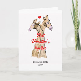 Tarjeta Tiernos Jirafas Acuarela Primer Día de San Valentí