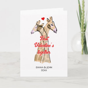 Tarjeta Tiernos Jirafas Acuarela Primer Día de San Valentí