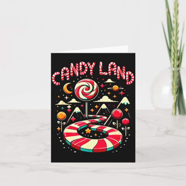 Tarjeta Tierra de Dulces Navideños Arcoíris Caramelo Navid (Anverso)