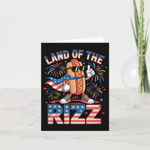 Tarjeta Tierra Del Hotdog Rizz Funny 4 De Julio Estadounid