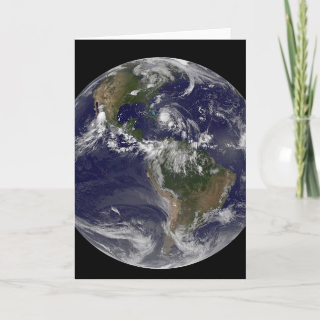 Tarjeta Tierra Llena Con El Huracán Irene Por Las Bahamas. (Anverso)