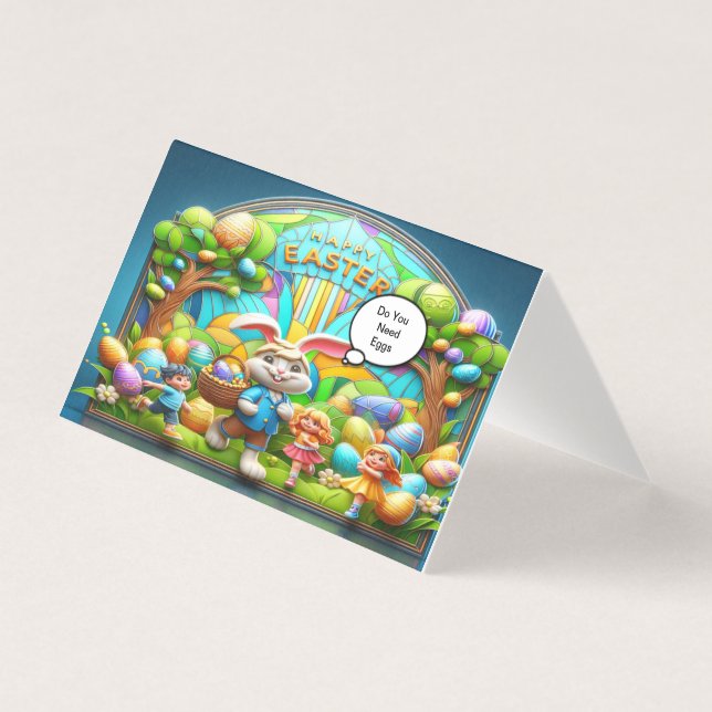 Tarjeta Tierra mágica de conejo de Pascua (Anverso)