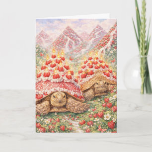Tarjeta Tierra mágica de fresas con tortugas de pastel de