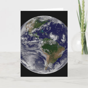 Tarjeta Tierra Plena Con Tormentas Tropicales En El Atlánt