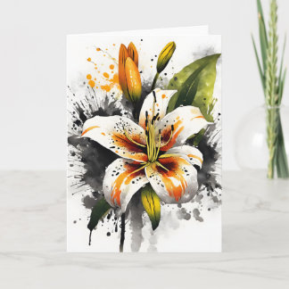 Tarjeta Tiger Lily - Watercolor flowers
