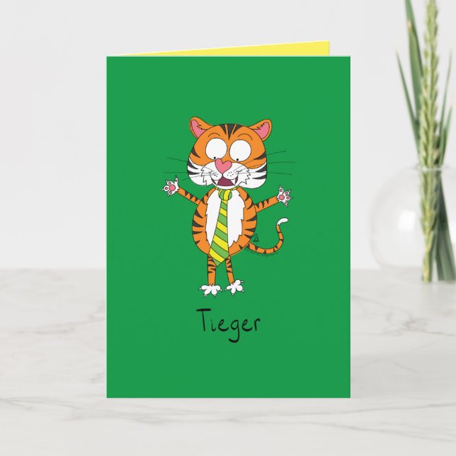 Tarjeta Tiger Tie Cute Funny (Anverso)