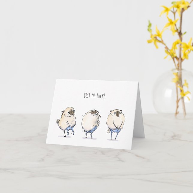 Tarjeta Tight Pants mejor carta de pug de suerte (flor amarilla)