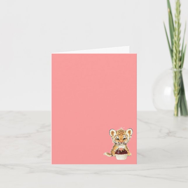 Tarjeta Tigre bebé con velas de cumpleaños (Anverso)