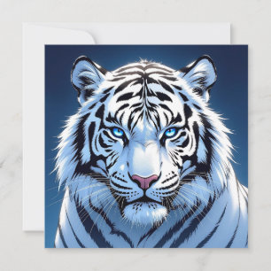 Tarjeta Tigre Blanco de Ojos Azules  