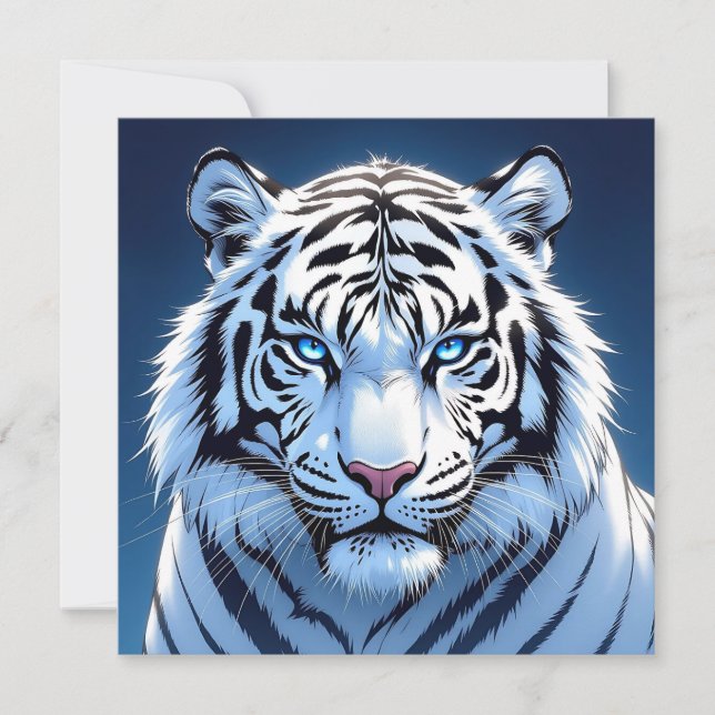 Tarjeta Tigre Blanco de Ojos Azules   (Anverso)