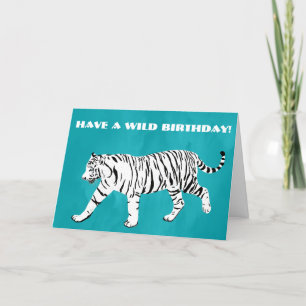 Tarjeta Tigre blanco Verde azulado, Personalizado azul tur