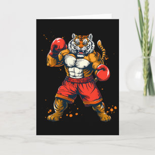 Tarjeta Tigre boxeando con guantes de boxeo Kickboxing Div