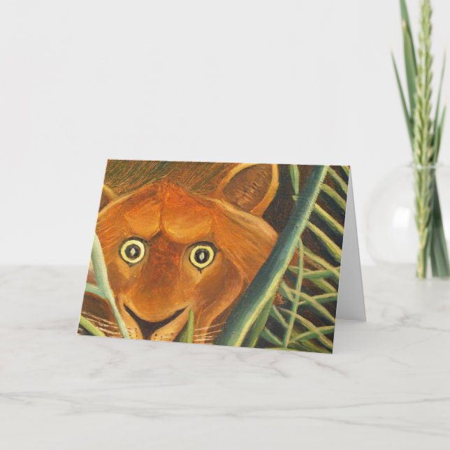 Tarjeta Tigre Buscando Desde La Tubería Por Henri Rousseau (Anverso)