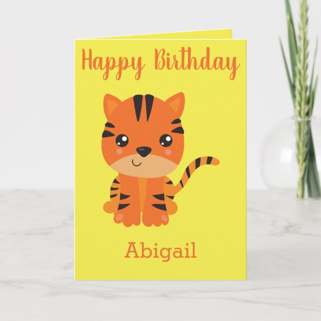 Tarjeta Tigre chica de cumpleaños (Anverso)