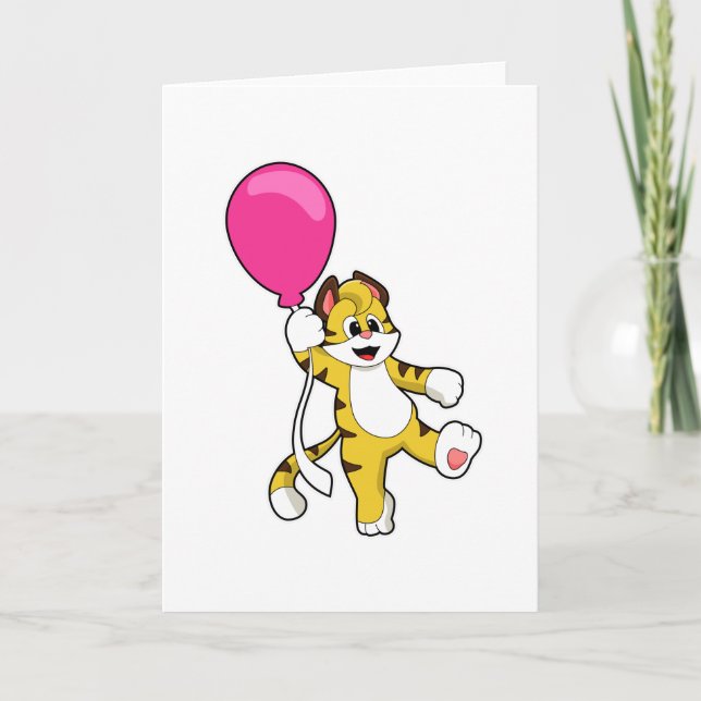 Tarjeta Tigre con globo (Anverso)