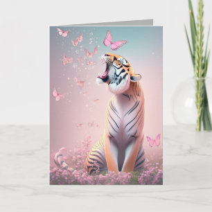 Tarjeta Tigre con mariposas