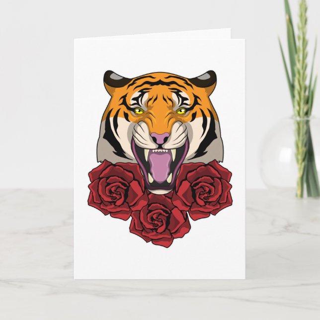 Tarjeta Tigre con Rosas (Anverso)