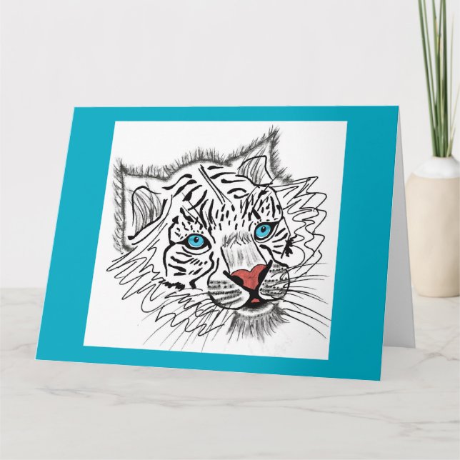 Tarjeta Tigre de bebé de ojos azules (Anverso)