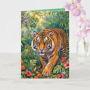 Tarjeta Tigre de Bengala Jungla de Bambú Vibrante