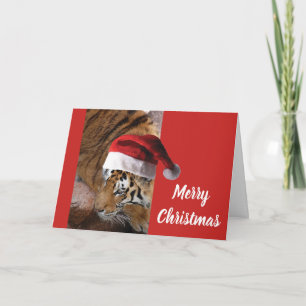 Tarjeta Tigre de Bengala Santa Claus