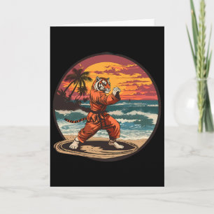 Tarjeta Tigre de Kickboxing Playa Puesta de sol Karate Tae