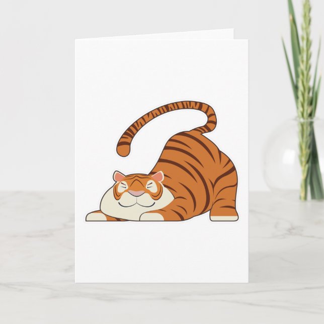 Tarjeta Tigre en ejercicios de estiramiento de yoga (Anverso)