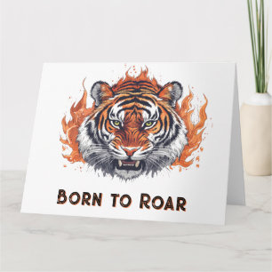 Tarjeta Tigre fuerte con llamas - Texto de Personalizable