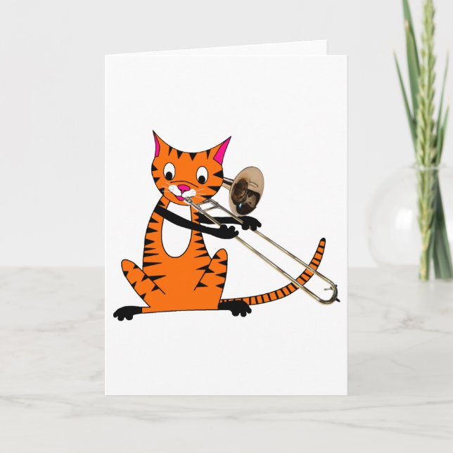 Tarjeta Tigre jugando a la trombona (Anverso)