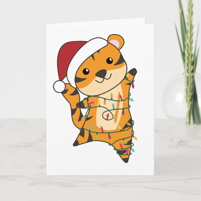 Tarjeta Tigre: Navidades de tigres niegan a los animales d (Anverso)