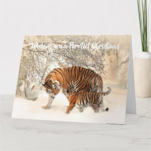 Tarjeta Tigre y Cachorro Adorables - Navidad Perfecta