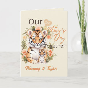 Tarjeta Tigre y cachorro, primer día de la madre juntas