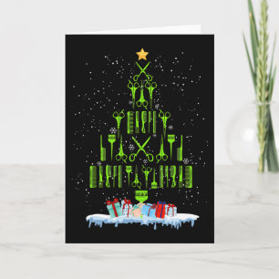 Tarjeta Tijeras Pelo Árbol de Navidad Divertido Estilista 