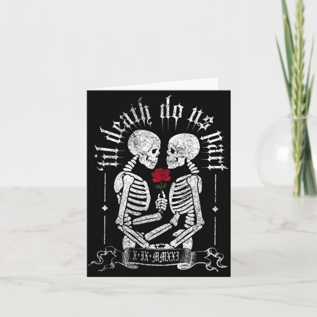 Tarjeta Til Death Do Us Part Couple Skeleton Halloween Men (Anverso)