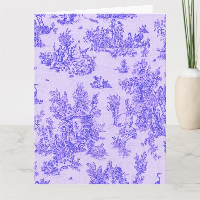 Tarjeta Tile de jouy azul y blanco elegante (Anverso)