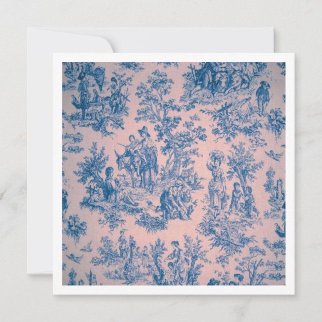 Tarjeta Tile de jouy azul y blanco elegante (Anverso)