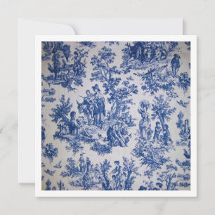 Tarjeta Tile de jouy azul y blanco elegante