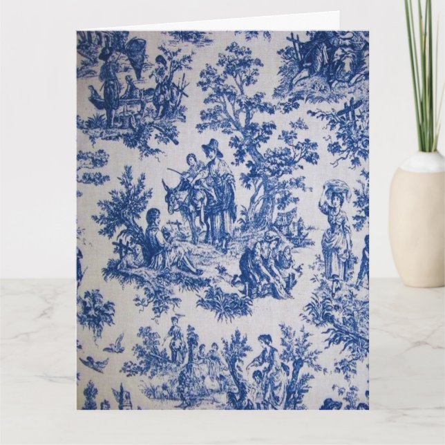 Tarjeta Tile de jouy azul y blanco elegante (Anverso)