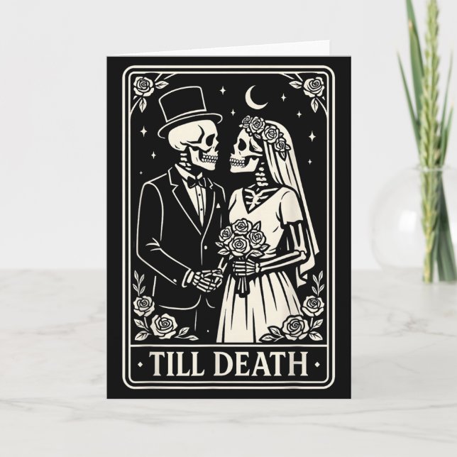 Tarjeta Till Death Skeleton Love Couples Gothic Wedding Br (Anverso)
