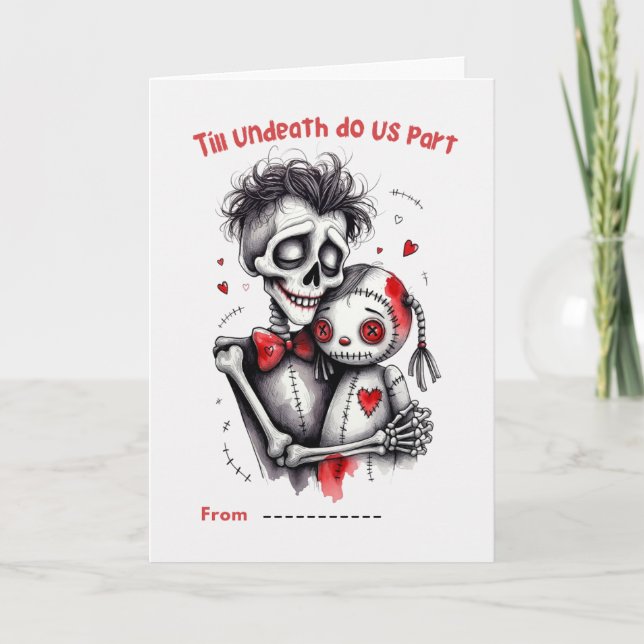 Tarjeta Till Undeath Do Us Part Skeleton Couple Valentine  (Anverso)